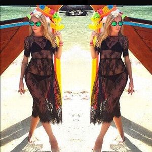 Sexy Black Lace Beach Cover Up